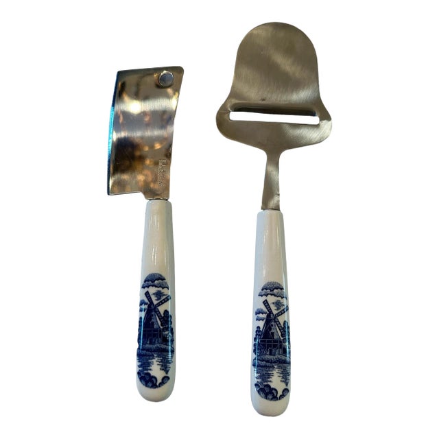 Vintage Delft Cheese Cutters- 2 Pieces For Sale