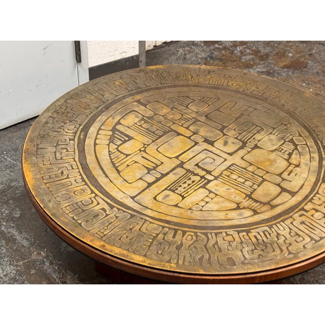 Brutalist Circa 1970's G. Urso Brutalist Etched Metal Coffee Table, Signed For Sale - Image 3 of 13