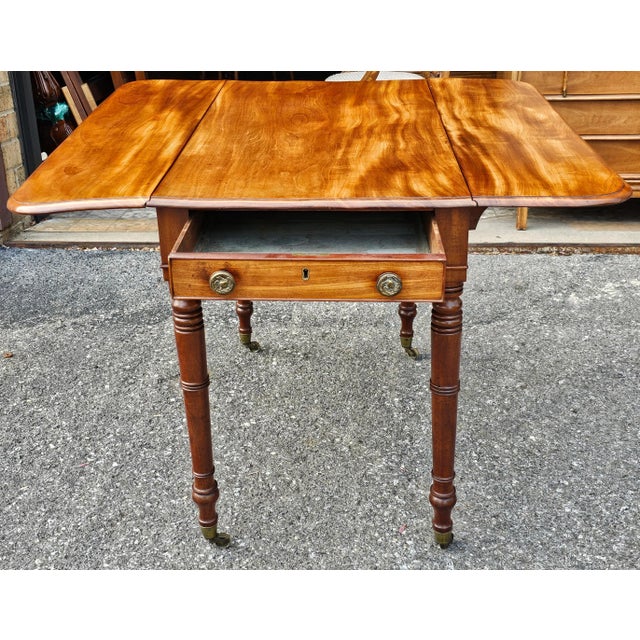 Wood Late Federal Fruitwood Single Drawer Dropleaf Pembroke Table, Circa 1800s For Sale - Image 7 of 12