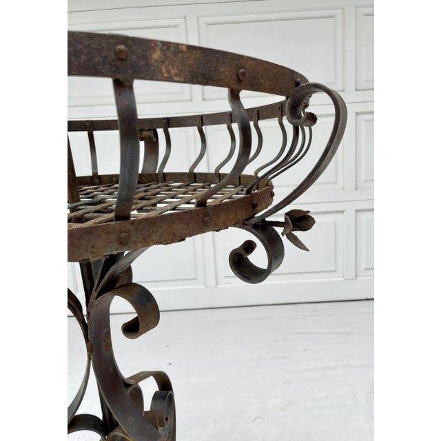 Vintage French Iron 2-Tier Garden Topiary Stand For Sale - Image 9 of 13