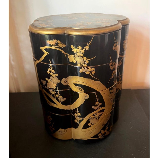 Japanese Maki-e Lacquer Portable Sagejubako Theme of Three Winter Friends For Sale - Image 13 of 18