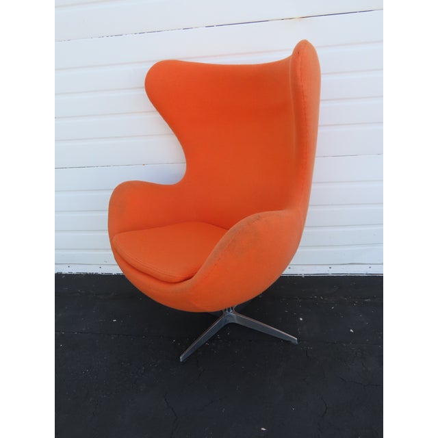 Mid Century Modern Swivel Rocking Orange Egg Chair Fritz Hansen Style 6608 For Sale In Miami - Image 6 of 18