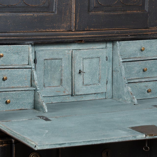 Mid 18th Century 18th Century Danish Black Painted Oak Rococo Secretary Bureau For Sale - Image 5 of 7