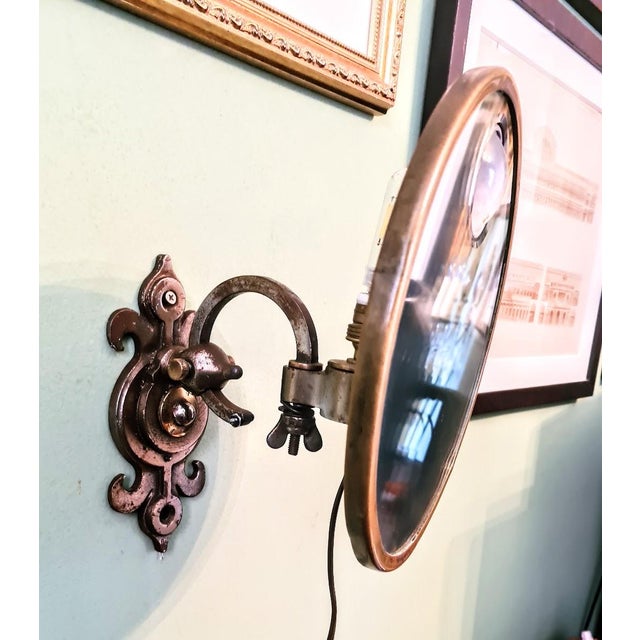 1920s French Art Deco Illuminated Shaving Mirror, Attributed to Maison Brot, Paris, Circa 1930 For Sale - Image 5 of 15
