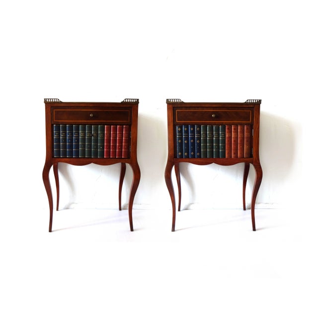 20th Century French Marquetry and Leather Faux-Book Front Tables - a Pair For Sale - Image 13 of 13