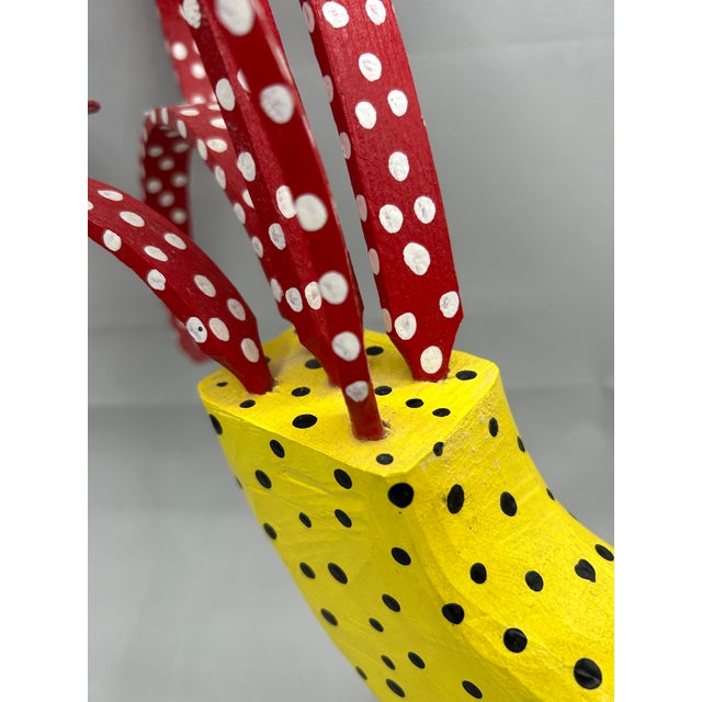 Yellow Folk Art Rooster Sculpture by Reed Timmons For Sale - Image 8 of 11