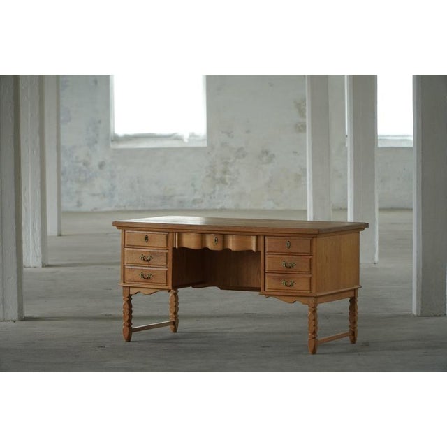 1960s Mid-Century Modern Danish Freestanding Oak Writing Desk by Henning Kjærnulf, 1960 For Sale - Image 5 of 18