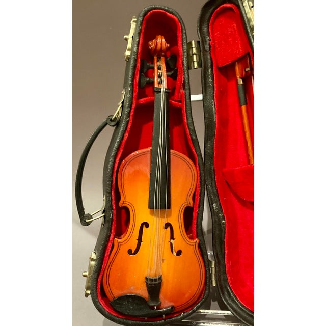 Vintage Miniature Replica Wood Violin and Bow With Case 6.5" Long For Sale - Image 6 of 10