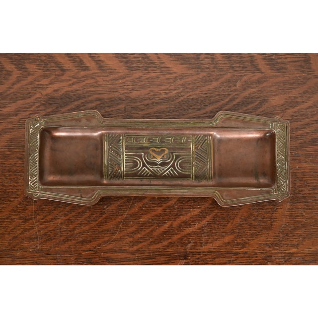 Tiffany Studios New York American Indian Pattern Bronze Pen Tray For Sale - Image 11 of 11
