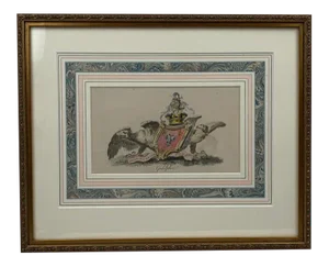 "Catton's English Peerage” Framed Heraldic Coat of Arms-"Godolphin" C. 1790