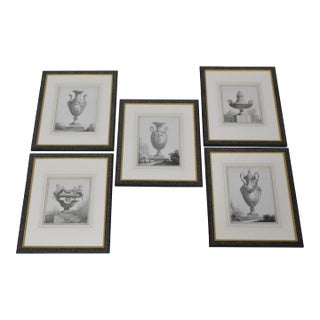 Set of 5 Vintage Neoclassical Urn Print Engravings For Sale