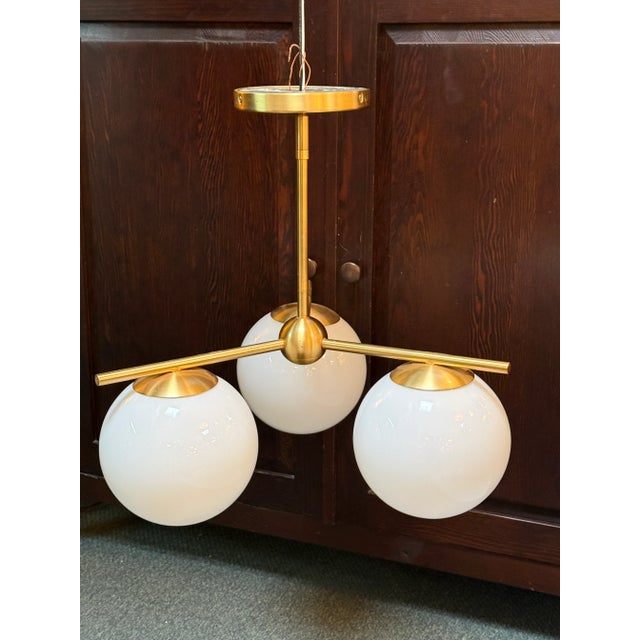 Contemporary West Elm Sphere & Stem 3 Light Chandelier For Sale - Image 3 of 12