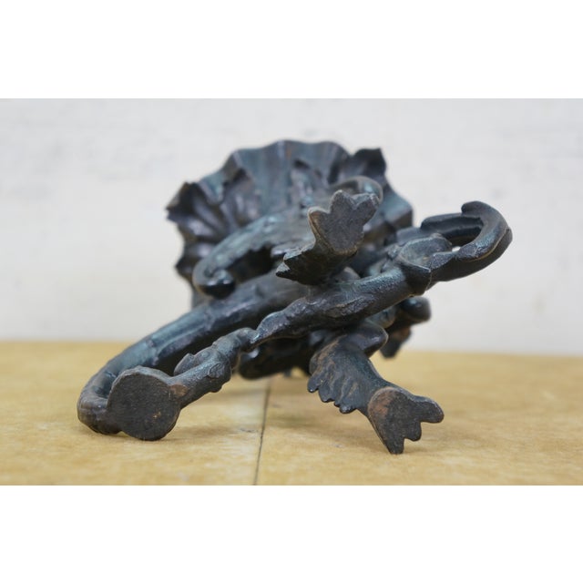 Vintage Cast Iron Dragon Griffon Compote Candle Holder Lidded Dish 8" For Sale - Image 13 of 14