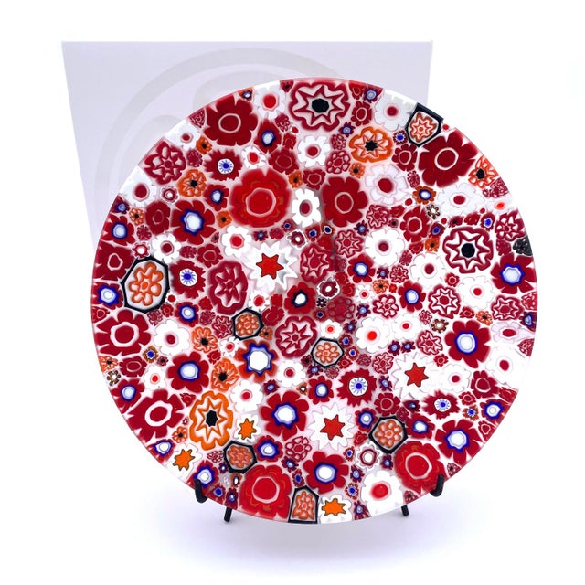 Contemporary Decorative Round Red Murano Glass Saucer by Yourmurano For Sale - Image 3 of 9