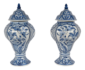 Early 20th Century Delft Earthenware Vases, 1890s, Set of 2