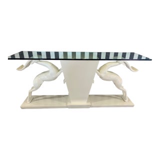 1980s Hollywood Regency Jumping Gazelle Console Table For Sale