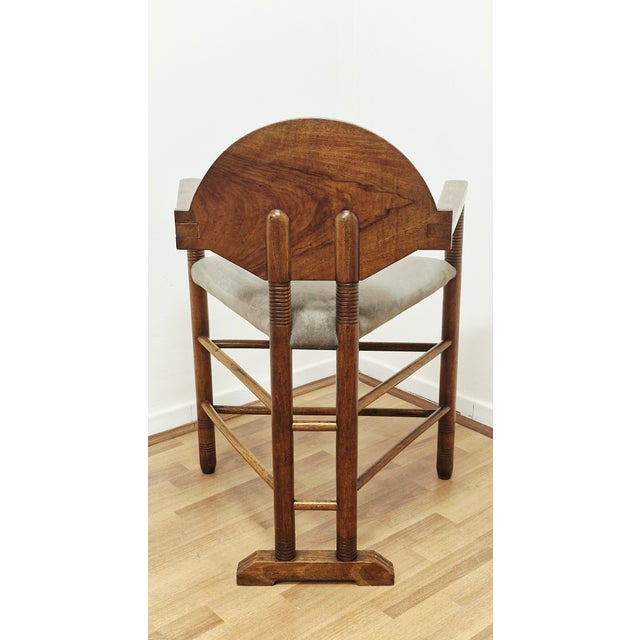 Vintage Swedish Carved Walnut Monk Chair, 1930s For Sale - Image 9 of 15