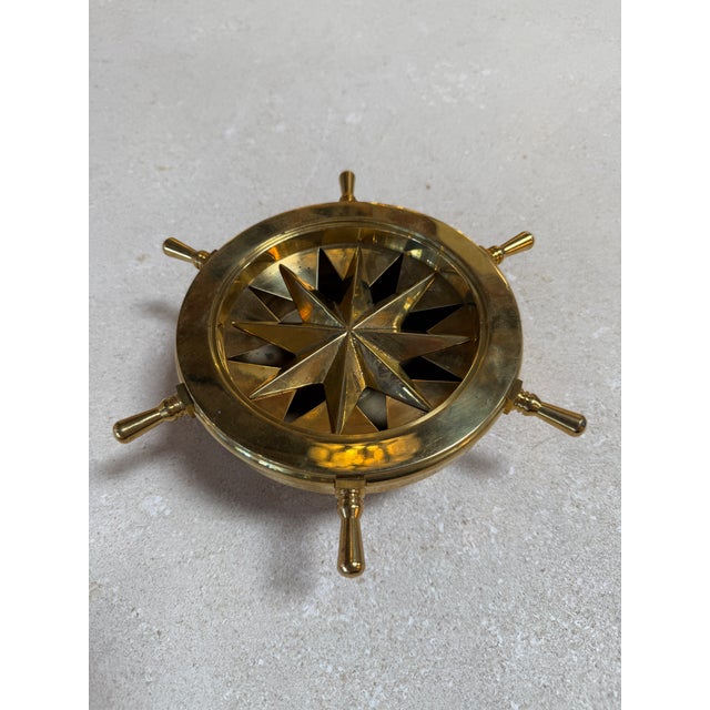 Brass Vintage Brass Nautical Ship Wheel Ashtray For Sale - Image 8 of 9