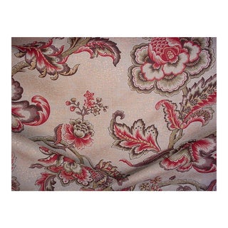 Scalamandre Padma Crimson Jacobean Floral Upholstery Fabric - 2 1/4 Yards For Sale