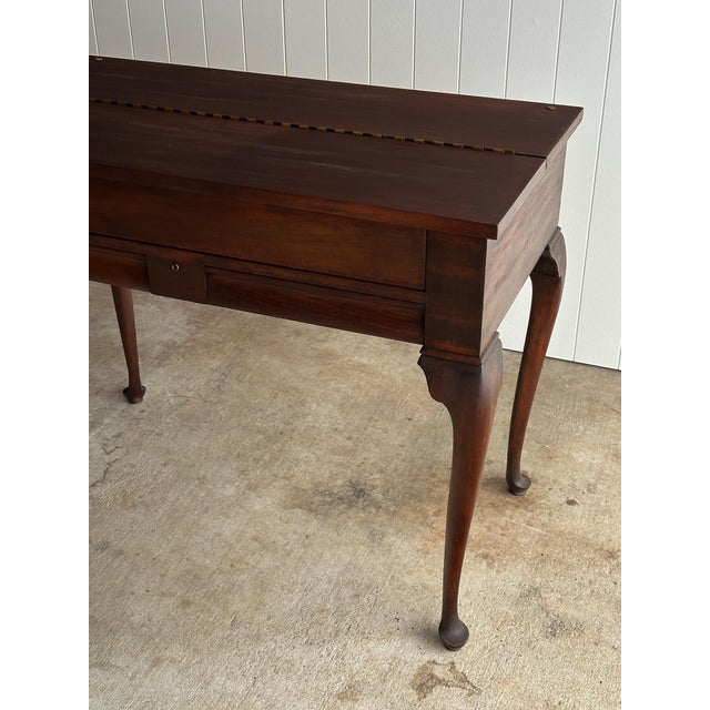 Antique Mahogany Lift-Top Writing Desk Console Table For Sale - Image 4 of 15