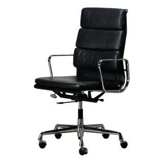 EA219 Office Chair in Chrome and Black Leather by Charles and Ray Eames for Vitra, 2010s For Sale