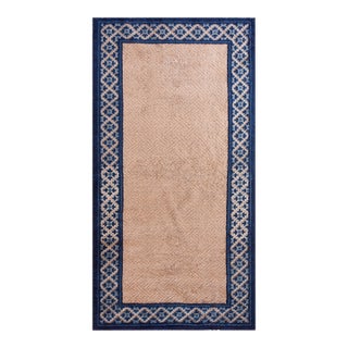 1900s Beige Open Field Antique Chinese Peking Rug 3'0" X 5'10" Handknotted Wool Carpet For Sale