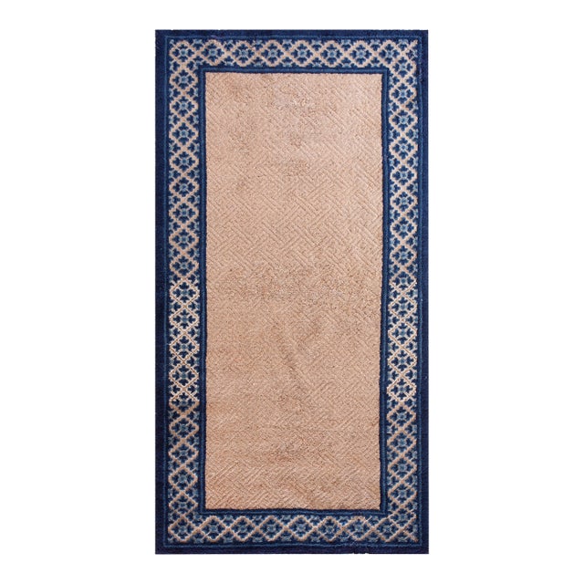 1900s Beige Open Field Antique Chinese Peking Rug 3'0" X 5'10" Handknotted Wool Carpet For Sale