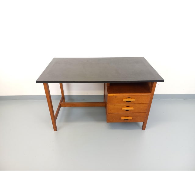 Tan Vintage Desk in Oak, 1960s For Sale - Image 8 of 18