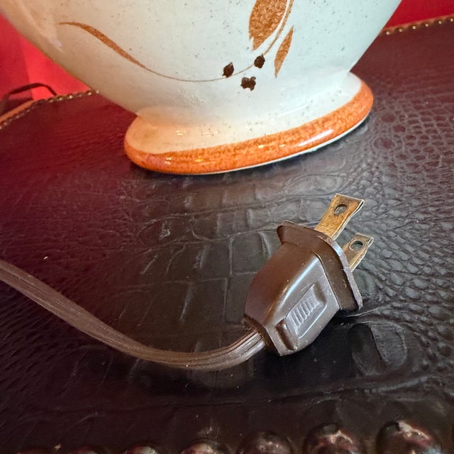 1970's Boho Chic Floral Ceramic Lamp With Original Shade For Sale - Image 11 of 11