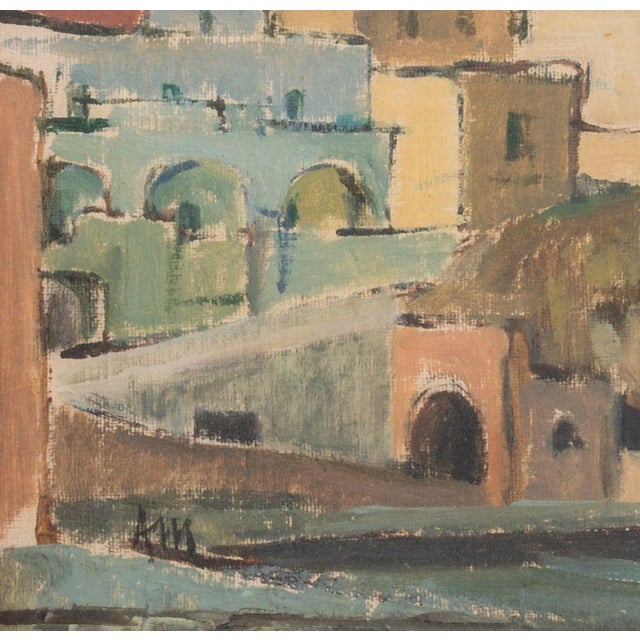 Mid-Century Modern Illegibly Signed Landscape Oil on Canvas Board For Sale - Image 3 of 9