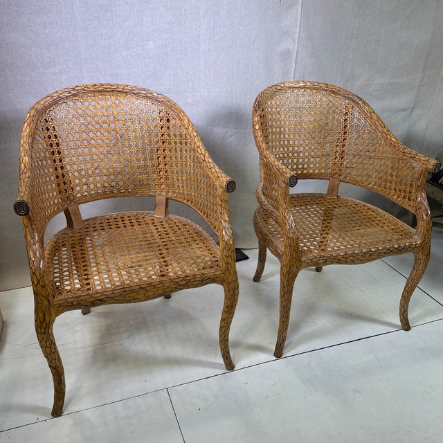 Pair of Stunning Regency Styled Carved Wood Chair 1960s For Sale - Image 4 of 12