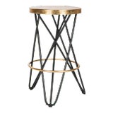 Image of Counter Stool in Black & Gold For Sale