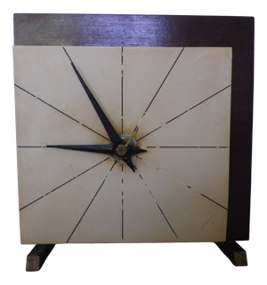 Nufa Electric Clock with Steel Dial in Teak Frame, 1950s