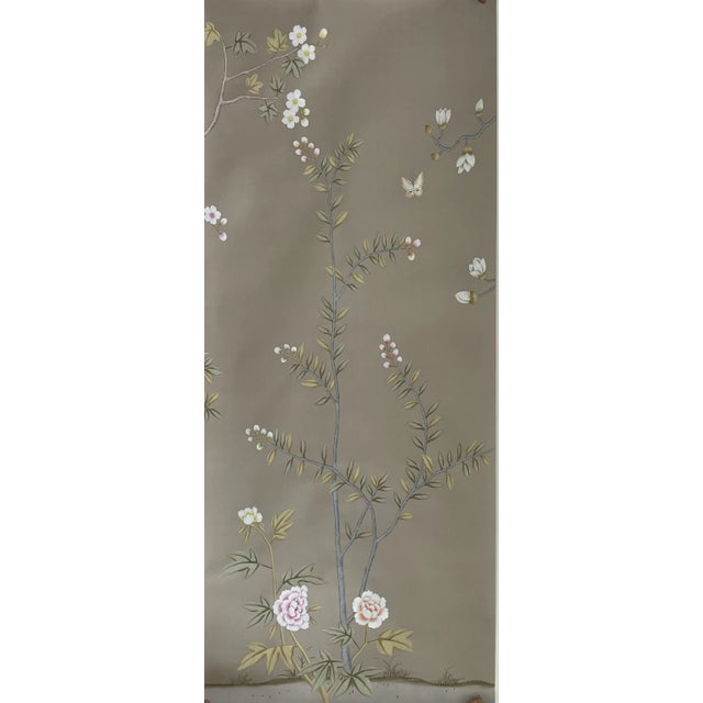 Gray Chinoiserie Wallpapers Hand Painted Artwork Mural Panel - 6 Panels For Sale - Image 8 of 12
