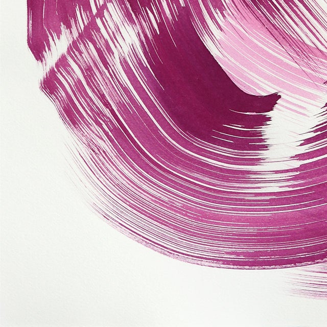 The Deep Magenta Dress 8 - Original Ink Painting on French Linen Paper by Bettina Mauel For Sale In Los Angeles - Image 6 of 6
