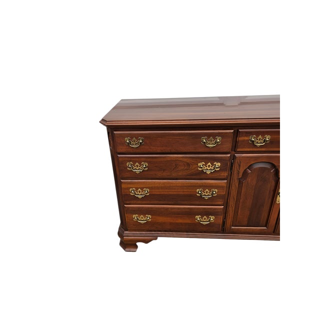 1990s 1990s Ethan Allen Georgian Court Dresser Chest of Drawers Cherry Chippendale Sideboard For Sale - Image 5 of 17