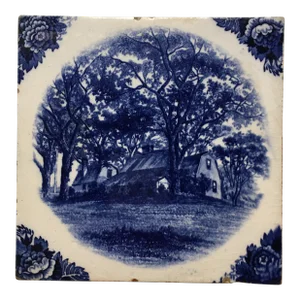Wedgwood Delft Tile: The Homestead of the Fairbanks Family - 1899