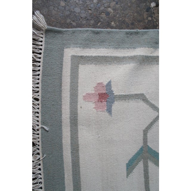 Vintage Handwoven Indian Cotton Folk Art Style Kilim Flat Weave Area Rug 5' X 8' For Sale - Image 6 of 11
