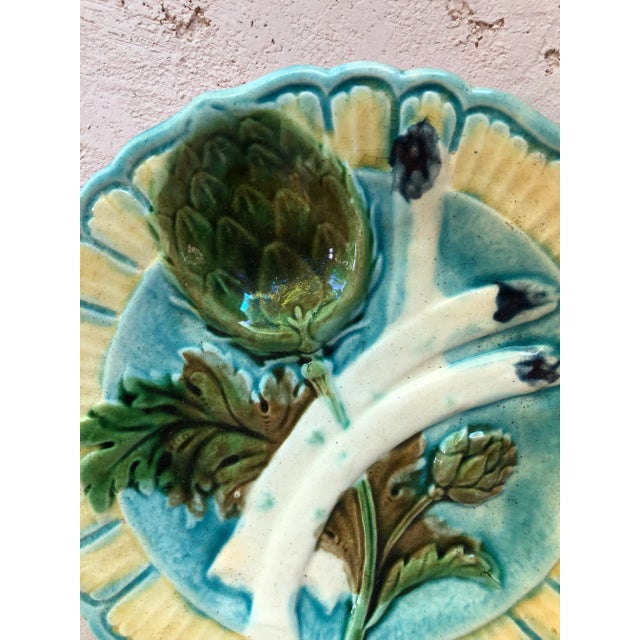 C.1890 Majolica Asparagus Plate Salins For Sale - Image 4 of 9