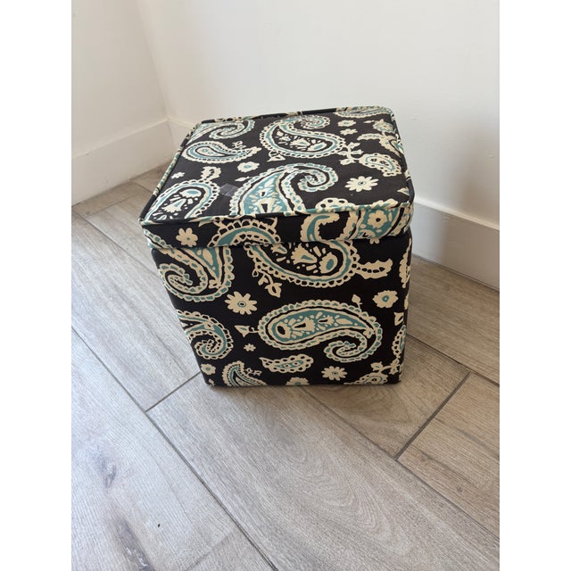 1990s 1990s Cube Shaped Ottoman in Paisley For Sale - Image 5 of 6