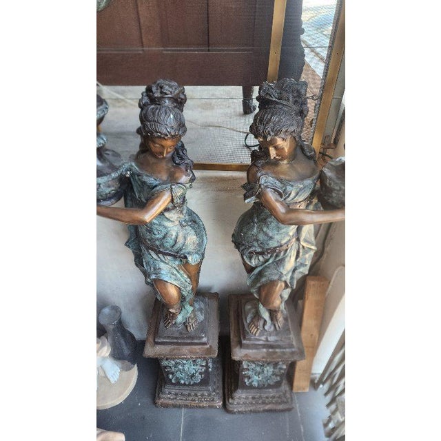 Mid 20th Century Pair of Bronze Sculptures For Sale - Image 4 of 8
