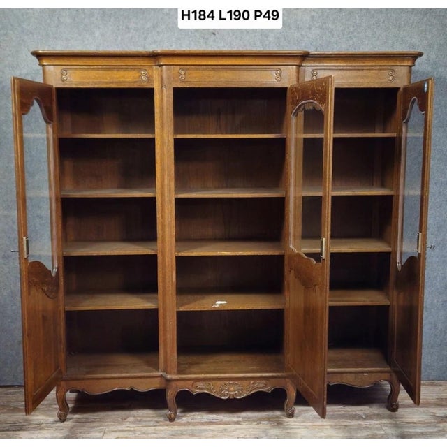 Large 20th Century Louis XV Provençal Oak Bookcase For Sale - Image 9 of 10