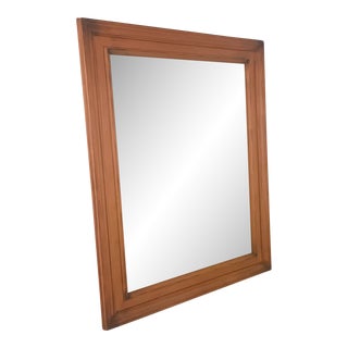 Vintage Pine Wood Large Wall Mirror For Sale