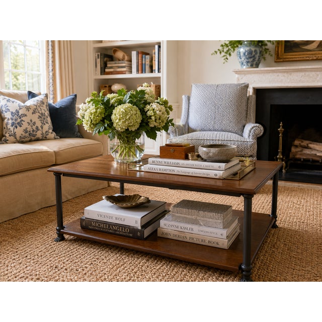 Bunny Williams Oak & Iron Coffee Table with Lion's Paw Feet An exceptional designer coffee table by renowned interior...