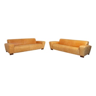 Cognac Leather 3-Seater Sofas from Machalke, Set of 2 For Sale