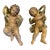 Matching Pair Vintage Osvaldo Moroder Val Gardena Wood Carved Cherubs Angels Putti 11" For Sale