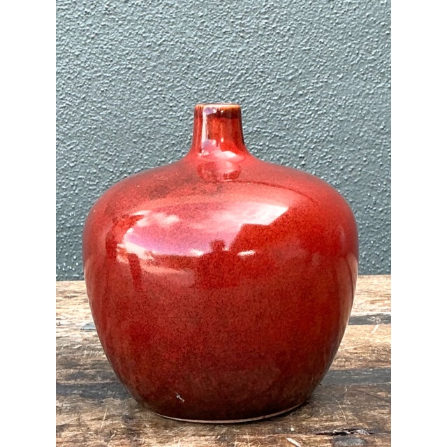 Vintage Sang De Bouf Red Glazed Ceramic Vase For Sale In West Palm - Image 6 of 12