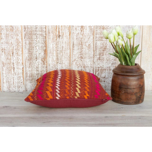 Textile Diya Antique Indian Folk Pillow For Sale - Image 7 of 10