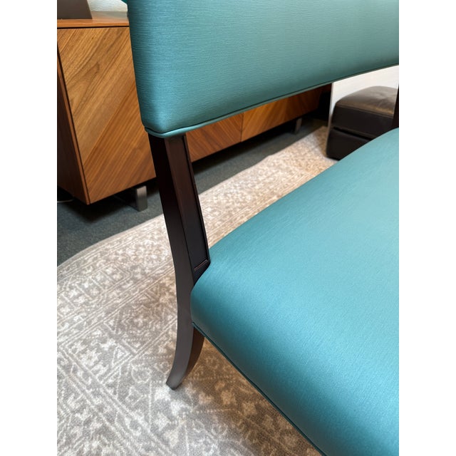 Teal Roberto Barahona Custom Performance Fabric Bench For Sale - Image 8 of 12