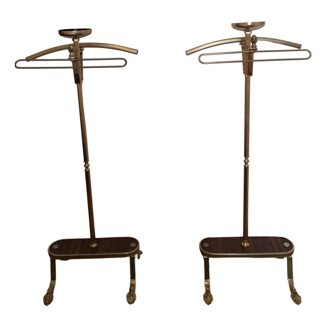 Classic Style Brass Valet Stands, 1960s, Set of 2 For Sale